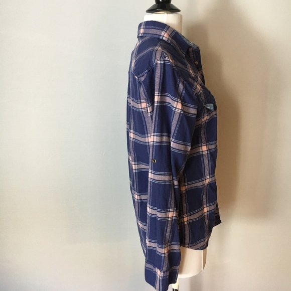 JACH'S GIRLFRIEND Blue Plaid Flannel Shirt Size M - Picture 3 of 7